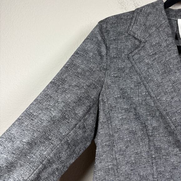 Lafayette 148 Womens 2 Single Breasted Blazer Jacket Black Gray Wool Blend - Picture 4 of 13